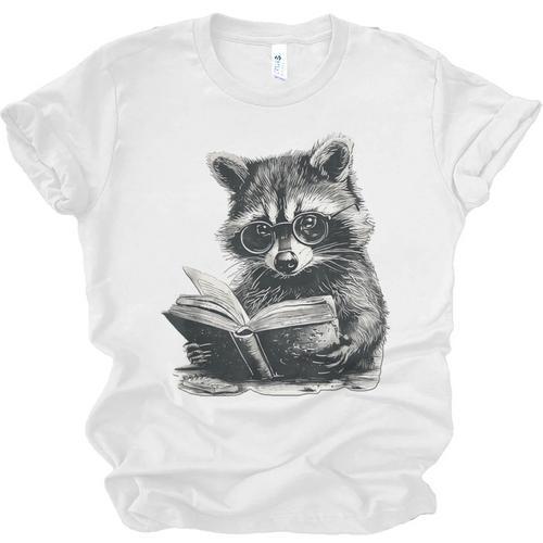 Raccoon With Book Cute Raccoons Reading Books Unisex Jersey T-Shirt - Bookorys