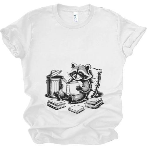 Raccoon Reading A Book Vintage Trash Reader Unisex Jersey T-Shirt - Bookorys DE