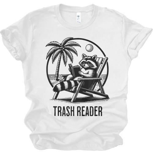 Raccoon Reading Books Summer Humor Trash Reader Unisex Jersey T-Shirt - Bookorys