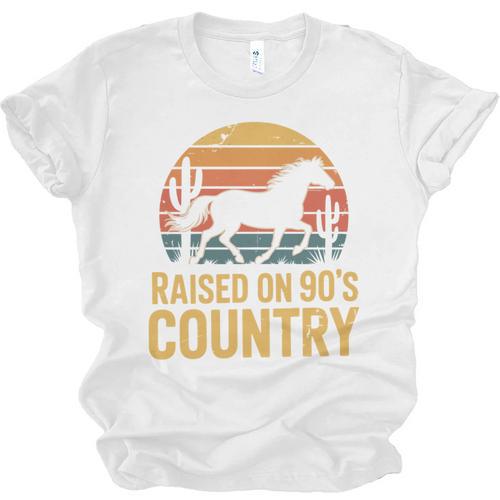 Raised On 90’s Country Horse Retro Nostalgia Western Music Unisex Jersey T-Shirt - Figerry