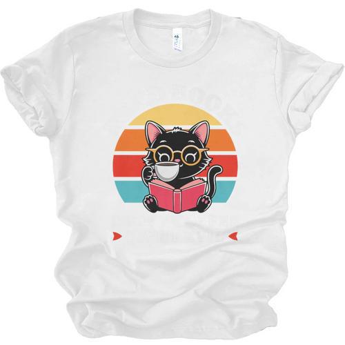 Read Books Drink Coffee Fight Evil Cat Premium Unisex Jersey T-Shirt - Bookorys AU