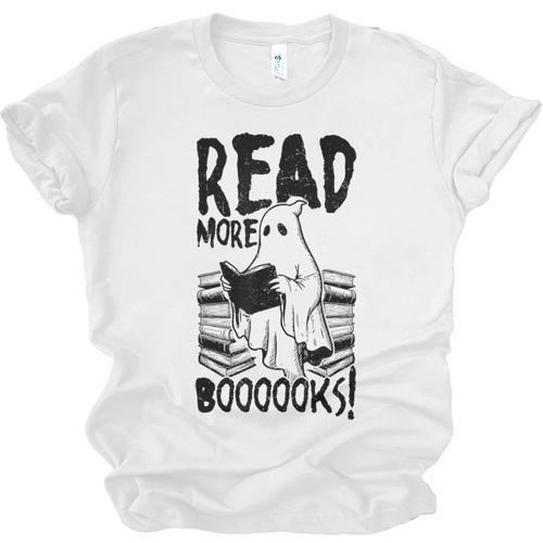 Read More Books Ghost Halloween Reading Teacher Literacy Unisex Jersey T-Shirt - Bookorys CA