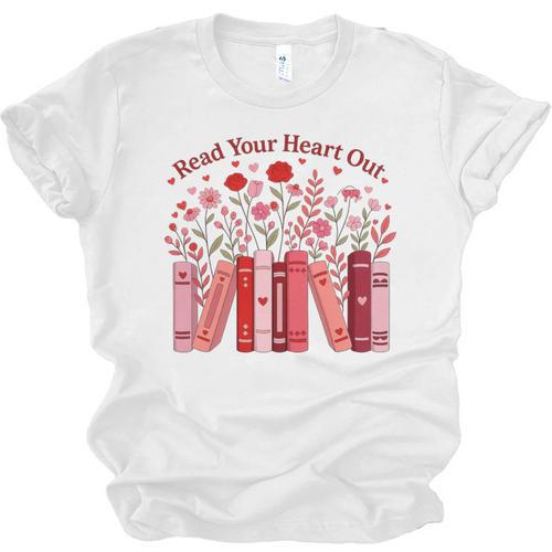 Read Your Heart Out Teacher Valentines Day Reading Book Unisex Jersey T-Shirt - Bookorys
