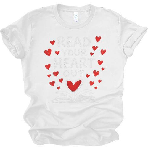Read Your Heart Out Valentine Book Lover Reading Teacher Unisex Jersey T-Shirt - Bookorys