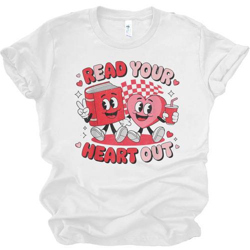 Read Your Heart Out Valentine's Day Retro Teacher Bookish Unisex Jersey T-Shirt - Bookorys CA