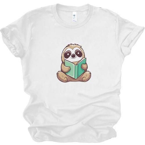 I Read Past My Bedtime Reading Sloth Book Lover Unisex Jersey T-Shirt - Bookorys