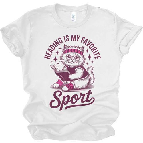 Reading Is My Favorite Sport Cat And Book Lover Women Unisex Jersey T-Shirt - Bookorys