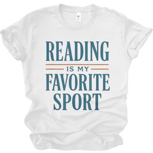 Reading Is My Favorite Sport Literary Book Lover Typography Unisex Jersey T-Shirt - Bookorys
