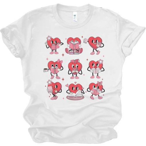Reading Heart Book Valentines Day Teacher Women Girl Unisex Jersey T-Shirt - Bookorys UK