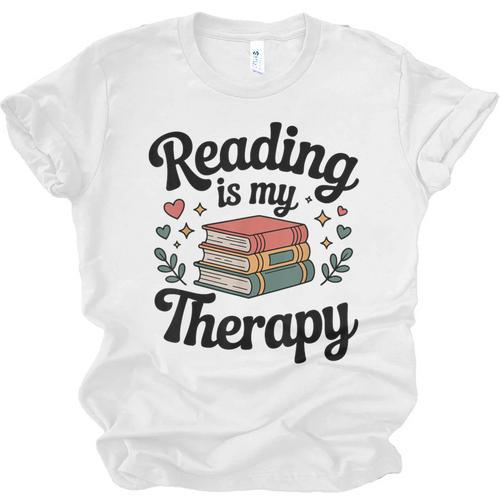 Reading Is My Therapy Book Lover Bookworm Unisex Jersey T-Shirt - Bookorys DE