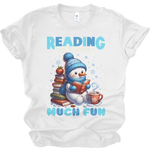 Reading Is Snow Much Fun Christmas Xmas Book Reading Unisex Jersey T-Shirt - Bookorys