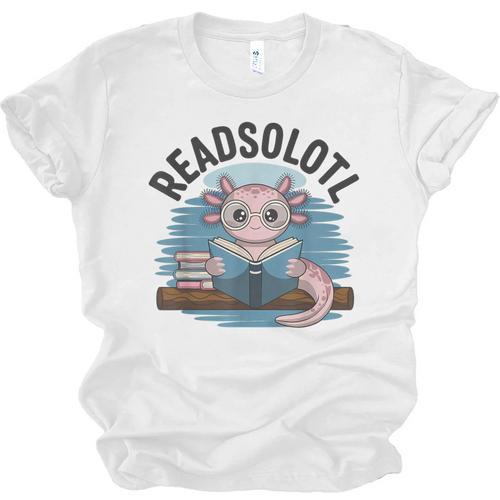 Readsolotl Book Lover Reading Axolotl Kids Reader Unisex Jersey T-Shirt - Bookorys CA