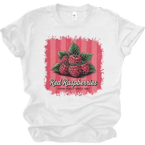 Red Raspberries Farm Fresh Since 1987 Nostalgia Unisex Jersey T-Shirt - Figerry