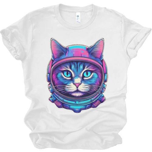 Retro 80s Cat In Space Suit Nostalgia Cat Vintage Astronaut Unisex Jersey T-Shirt - Figerry