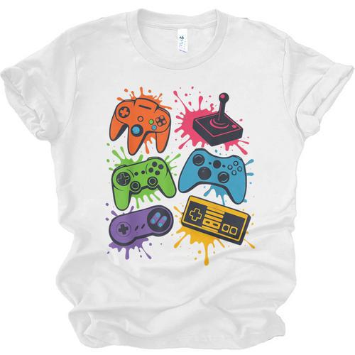 Retro Gamer Controller 80s 90s Video Game Arcade Nostalgia Unisex Jersey T-Shirt - Figerry