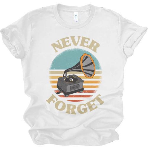 Retro Grammophone Never Forget Nostalgia Vintage Unisex Jersey T-Shirt - Figerry