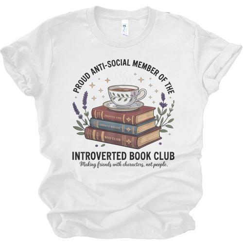 Retro Proud Introverted Book Club Anti Social Reader Unisex Jersey T-Shirt - Raresse