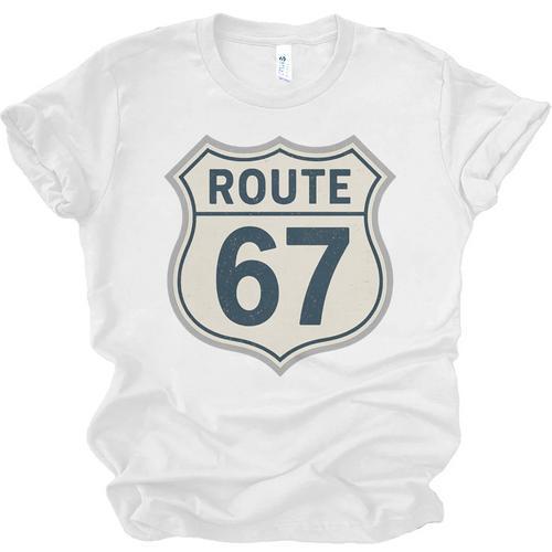 Retro Route 67 Highway Sign Vintage Road Nostalgia Premium Tri-Blend Unisex Jersey T-Shirt - Figerry