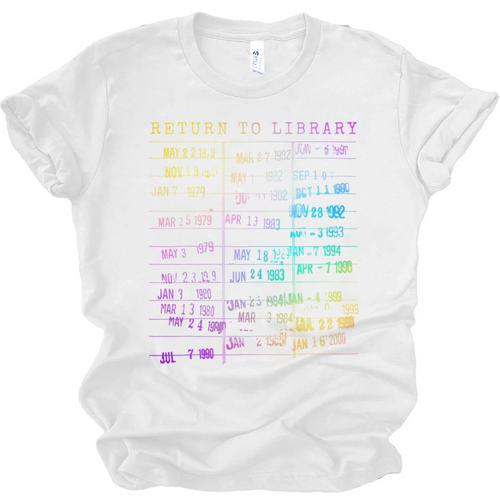 Return To Library Card Book Due Date Bookish Rainbow Reading Unisex Jersey T-Shirt - Bookorys DE