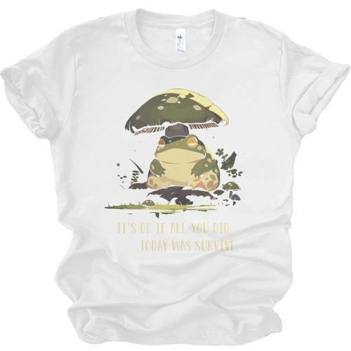 Sad Introvert Frog Mushroom Cottagecore Mental Health Unisex Jersey T-Shirt - Raresse