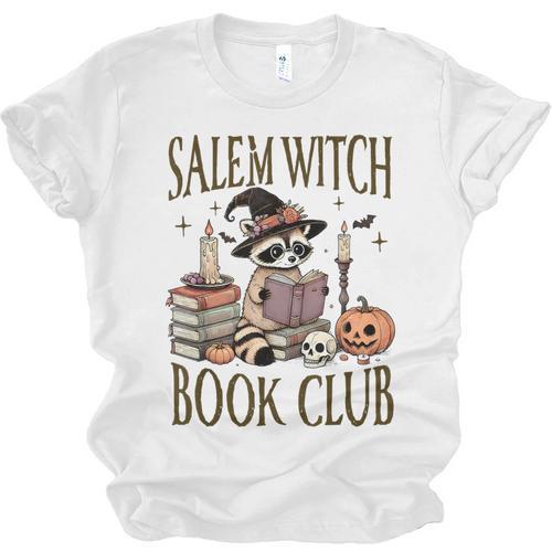 Salem Witch Book Club Raccoon Reading Unisex Jersey T-Shirt - Bookorys UK