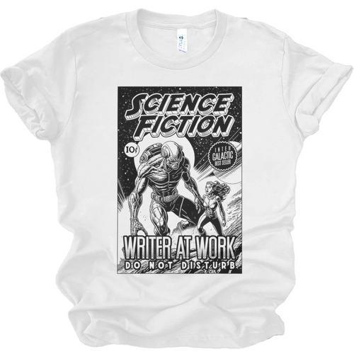 Science Fiction Writer At Work Vintage Book Cover Unisex Jersey T-Shirt - Bookorys