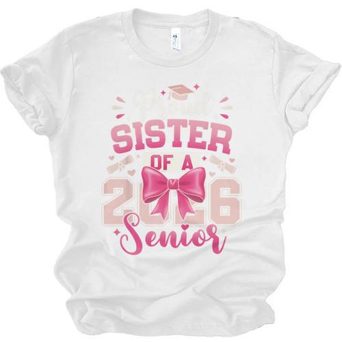 Senior 2026 Class Of 26 Coquette Pink Bow Graduation Sister Unisex Jersey T-Shirt - Best Gift Smart