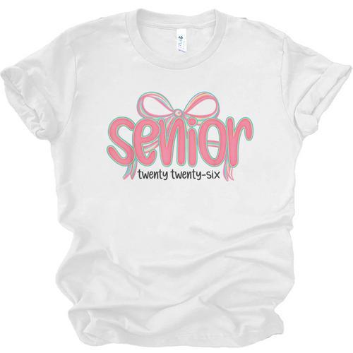 Senior 2026 Coquette Pink Bow Graduation 2026 Class Of 2026 Unisex Jersey T-Shirt - Best Gift Smart