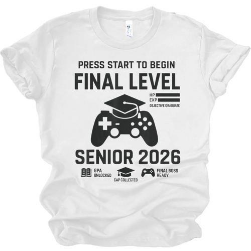 Senior 2026 Final Level Gamer Graduation 2026 Unisex Jersey T-Shirt - Best Gift Smart