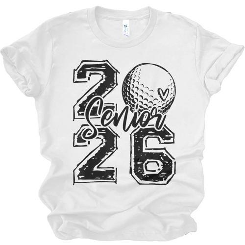 Senior 2026 Golf Player Heart Graduation Girls Teens Unisex Jersey T-Shirt - Best Gift Smart