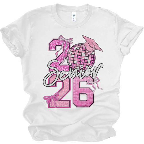 Senior 2026 Graduation Girls Coquette Pink Bow Class Of 2026 Premium Unisex Jersey T-Shirt - Best Gift Smart