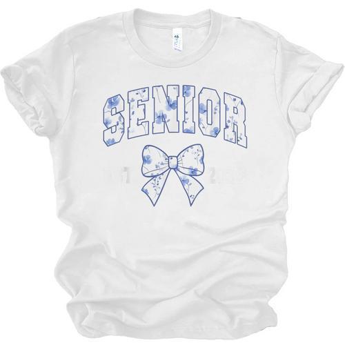 Senior Class Of 2026 Graduation Girly Floral Coquette Bow Unisex Jersey T-Shirt - Best Gift Smart