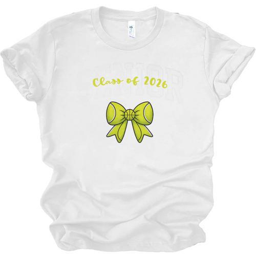 Senior Class Of 2026 Tennis Coquette Bow Graduation Premium Unisex Jersey T-Shirt - Best Gift Smart