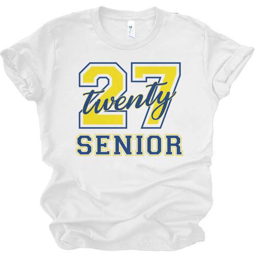 Senior Class Of 2027 Graduation Yellow And Blue On The Back Premium Tri-Blend Unisex Jersey T-Shirt - Best Gift Smart