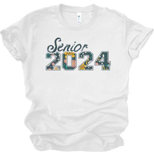 Senior Graduation Class Of 2024 Cute Senior 2024 Flowers Unisex Jersey T-Shirt - Best Gift Smart