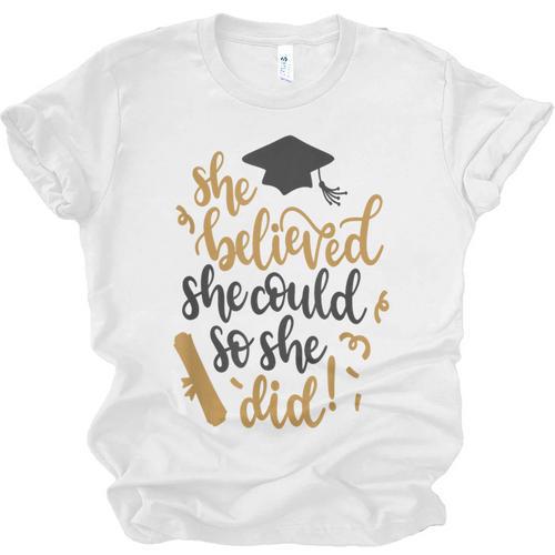 She Believed She Could So She Did Graduation Shirt Unisex Jersey T-Shirt - Best Gift Smart