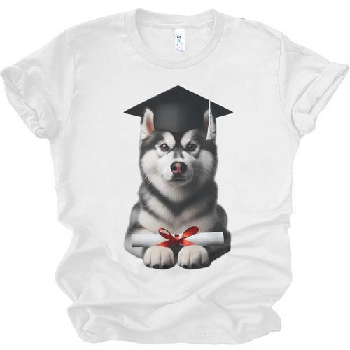 Siberian Husky Dog Graduation Cap Training School Graduate Men Women Kids Unisex Jersey T-Shirt - Best Gift Smart