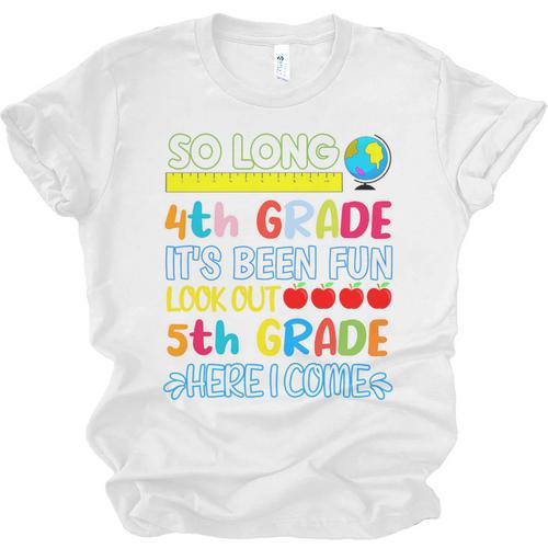 So Long 4th Grade Here I Come Graduation 5th Grade Kids Tee Premium Unisex Jersey T-Shirt - Best Gift Smart