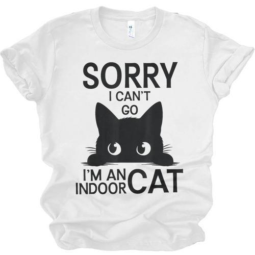 Sorry I Can't Go I'm An Indoor Cat Introvert Cats Unisex Jersey T-Shirt - Raresse