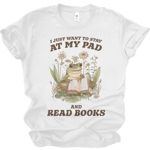 Stay At My Pad And Read Books Frog Introvert Reading Unisex Jersey T-Shirt - Bookorys