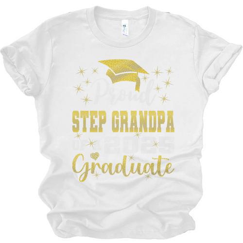 Super Proud Step Grandpa Of 2025 Graduate Graduation Family Premium Unisex Jersey T-Shirt - Best Gift Smart