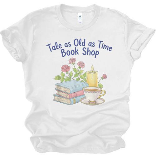 Tale As Old As Time Floral Bookshop Romantic Unisex Jersey T-Shirt - Bookorys