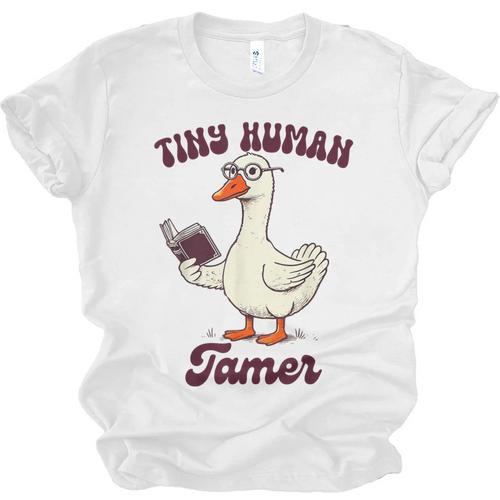 Teacher Silly Goose Reading Book Teaching Tiny Human Tamer Unisex Jersey T-Shirt - Bookorys DE