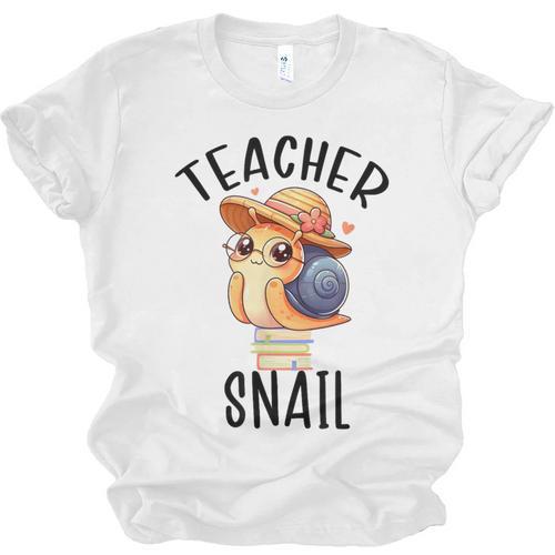 Teacher Snail With Glasses On Books Cute Pre-K Kindergarten Unisex Jersey T-Shirt - Bookorys