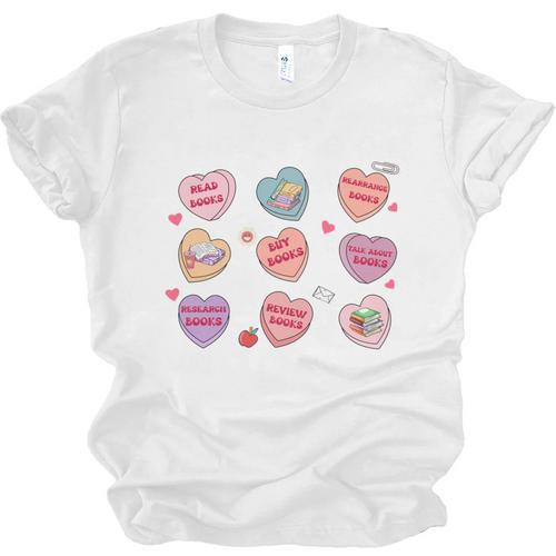 Things I Do On Valentines's Day Book Lover Candy Heart Unisex Jersey T-Shirt - Bookorys DE