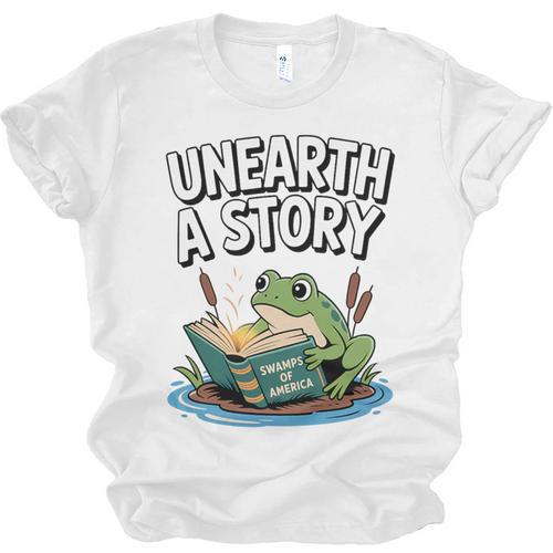 Unearth a Story Frog Reading a Book Summer 2026 Premium Tri-Blend Unisex Jersey T-Shirt - Bookorys CA