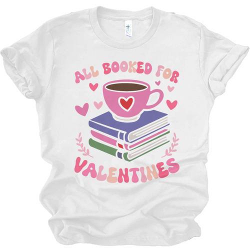 Valentines All Booked For Valentines Book Lovers Teacher Kid Premium Unisex Jersey T-Shirt - Bookorys
