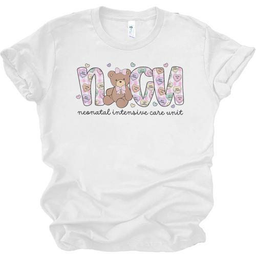 Valentines Day NICU Nurse Cute Bear Neonatal ICU Graduation Unisex Jersey T-Shirt - Best Gift Smart