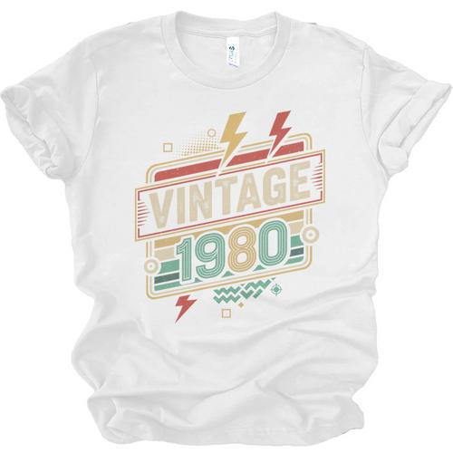 Vintage 1980 Retro Badge Decade Nostalgia Graphic Emblem Premium Tri-Blend Unisex Jersey T-Shirt - Figerry