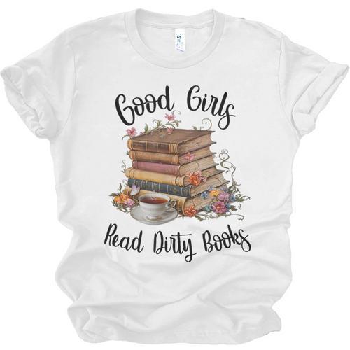Vintage Fantasy Romance Lover Good Girls Read Dirty Books Unisex Jersey T-Shirt - Bookorys DE